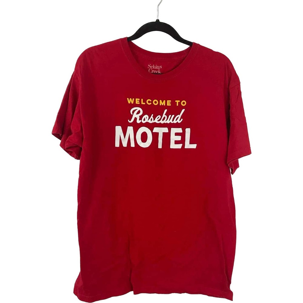 Schitts Creek Rosebud Motel Red Tee T-Shirt Short Sleeve TV Show Unique Size L - Picture 1 of 4